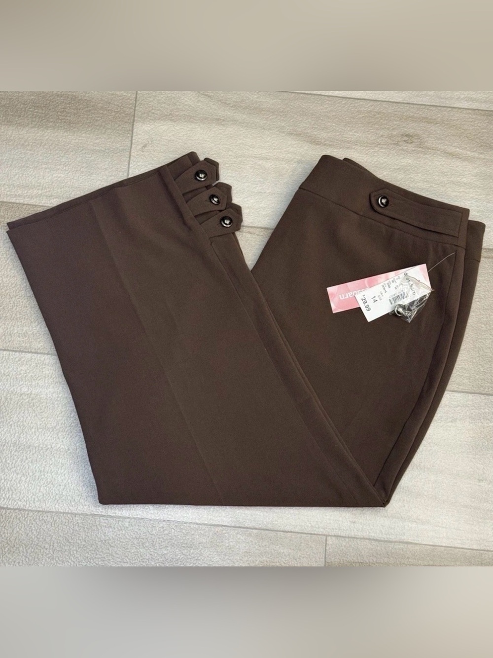 New With Tags Dressbarn Women's Ladies Capri Pants Size 14 Dark Brown 32x22.5 - Picture 8 of 8